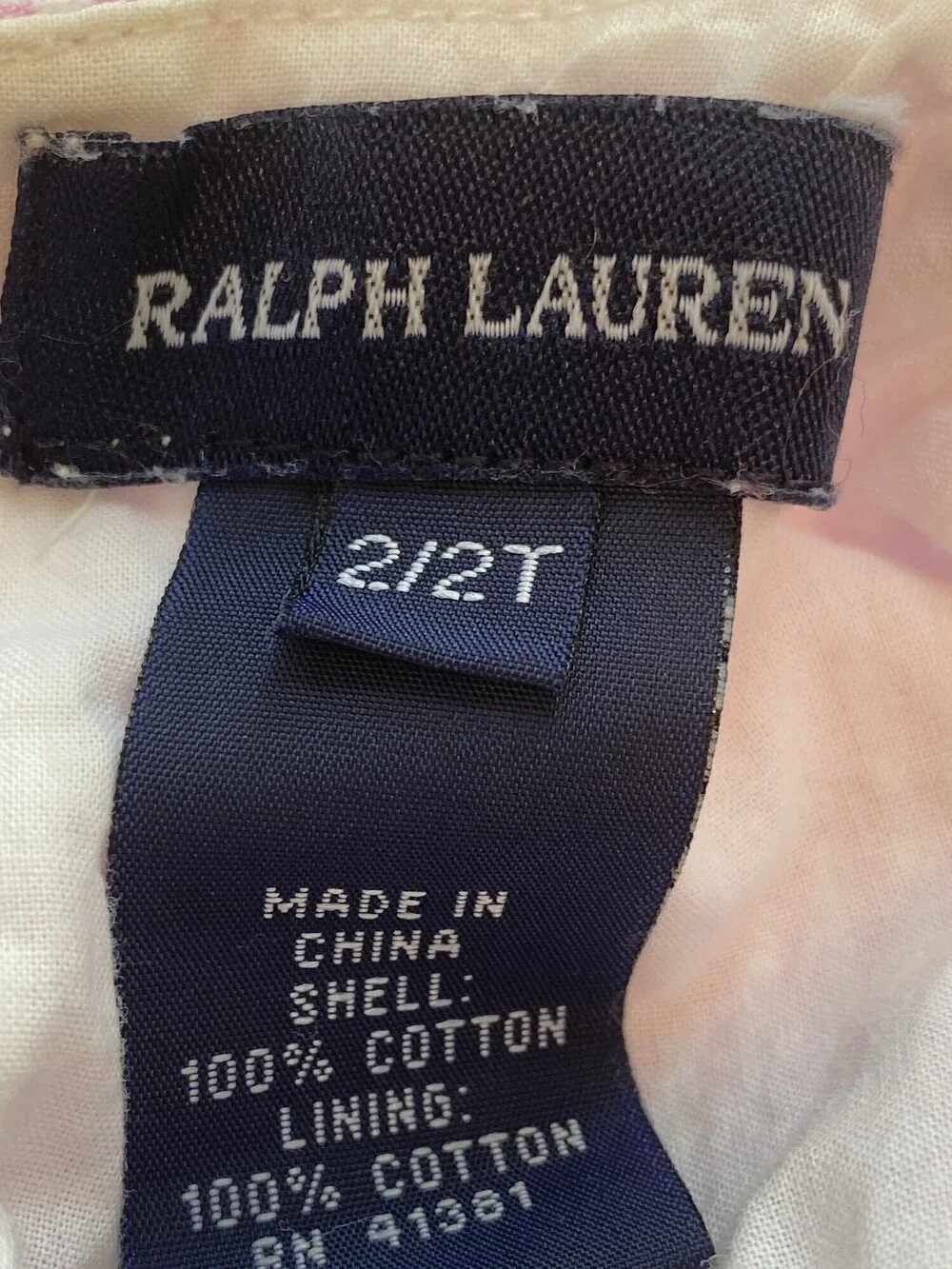 Ralph Lauren Girls Pink White Seersucker Bow Dress 2T